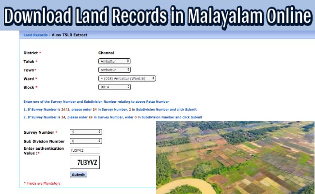 Download Land Records in Malayalam Online